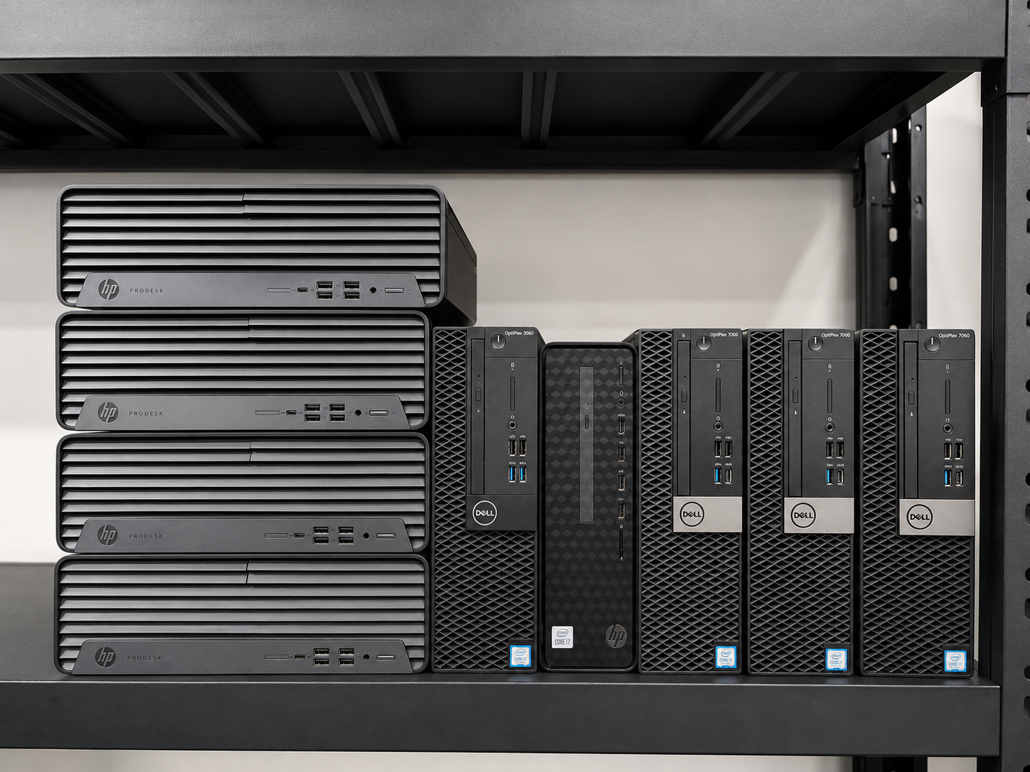 Refurbished desktop computers prepared for reuse at The Recycle Project
